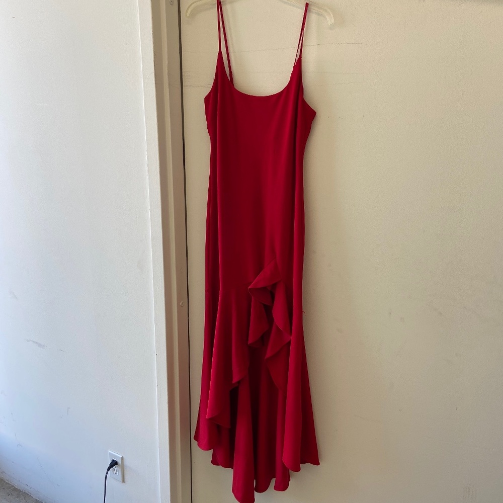 RED RUFFLE DRESS - Picture 1 of 3